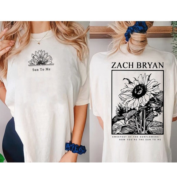 Vintage Sun To Me Zach Bryan Sunflower Double Side Shirt, Zach Bryan Tour Shirt, Zach Bryan 2 Side Shirt, Country Music, Shirt For Fan