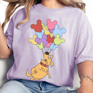 Cute Disney Dug Dog Balloon Shirt – UP Inspired Tee with Mickey Balloons, Cute Cartoon Graphic Shirt, Pixar Adventure Outfit