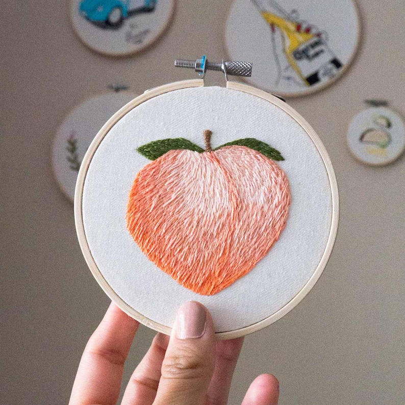 Embroidery Peach art Peach emoji Peachy Embroidery