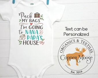Baby/'s First Sleepover Pack my Diapers Onesie Pregnancy Announcement Parent/'s Weekend Away. Grandma and Pappy/'s House Custom Onsie