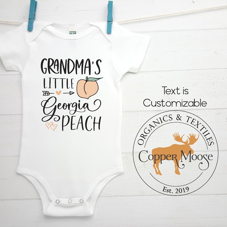 Southern Onesie\u00ae Country Baby Clothes Peach Onesie Georgia Peach Onesie Organic Onesie\u00ae Southern Baby Organic Baby Clothes