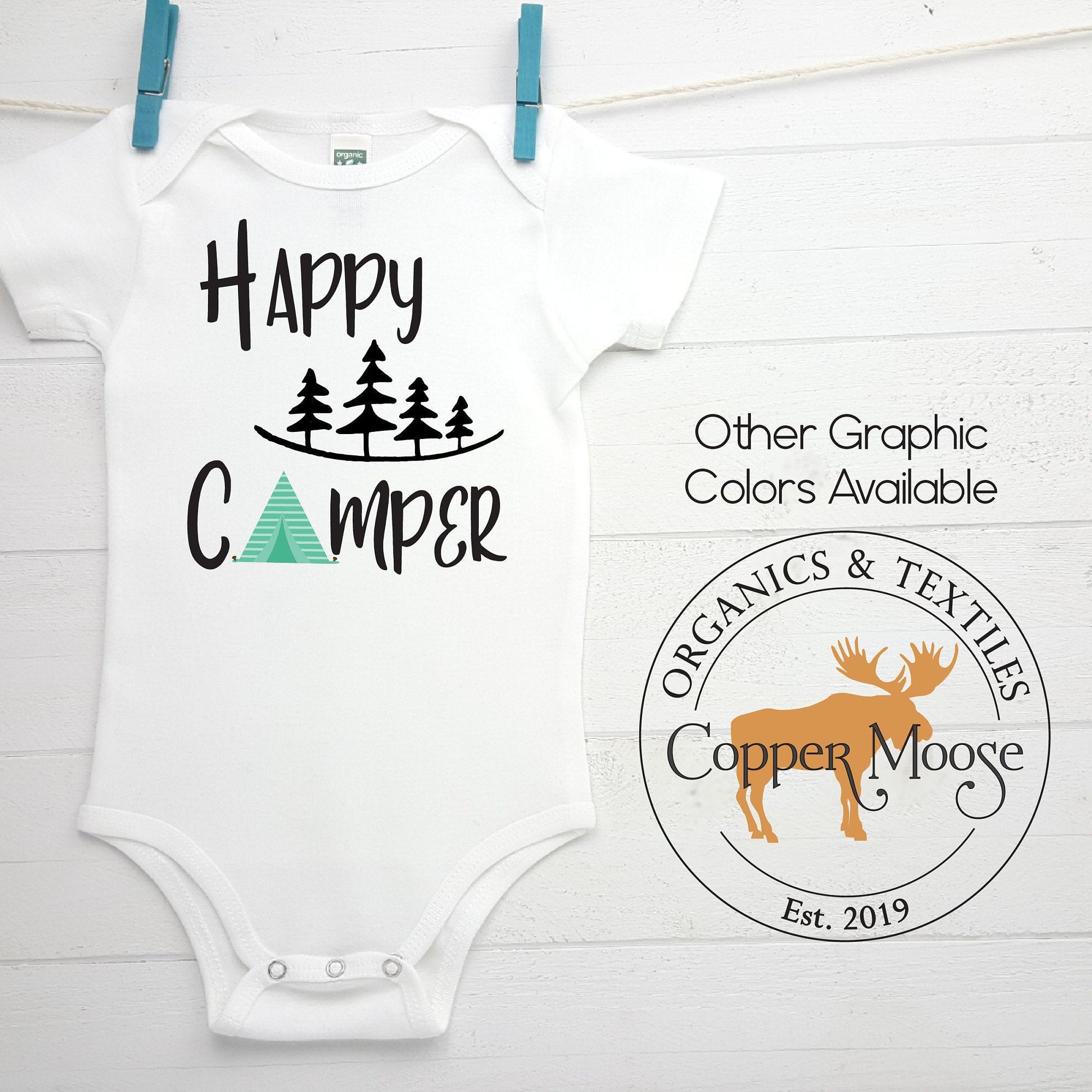 Camping Onesie® Organic Baby Onesie®/Bodysuit Happy Camper | Etsy
