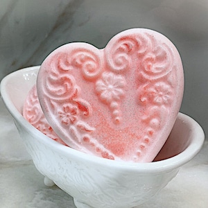 Rose and Lavender Victorian Heart Soaps Handmade Natural soaps Gifts for her Wedding Gifts Mother's day gifts Bridesmaid favors image 1