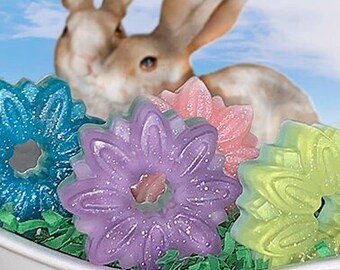 Spring or Easter 4 Soap Bars in Cello Pouch | Handmade | Guest Size Bars | Handmade Favors | Sensitive skincare | Holiday basket stuffers