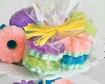 Flowery or Fruity 4pcs soap bars in cello pouch | Handmade | Guest Size Bar | Handmade Favors | Sensitive skincare | Holiday basket stuffers