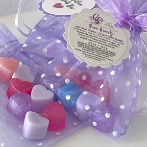 Handmade Carry-On Mini Heart Soaps in Organza Bag Travel Soap Soaps for Camping Soaps to Go Natural Love Sachets Natural soaps image 3