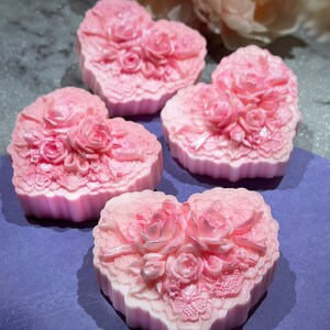 Rose Milk Vintage Heart Soaps  Handmade  Mother's Day image 3