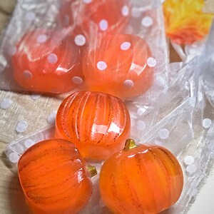 3 Mini pumpkin soaps Holiday soaps Fall decorations Pumpkins Harvest gifts Guest size soaps Ginger soaps Glycerin soaps image 6