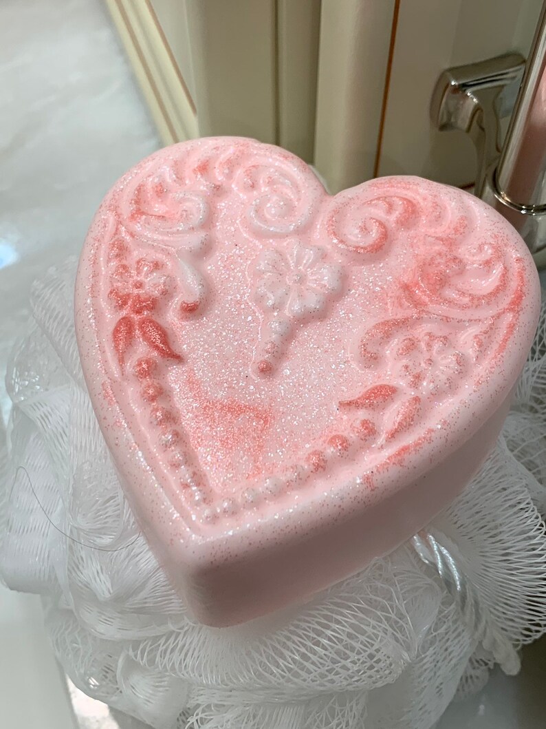 Rose and Lavender Victorian Heart Soaps Handmade Natural soaps Gifts for her Wedding Gifts Mother's day gifts Bridesmaid favors image 2