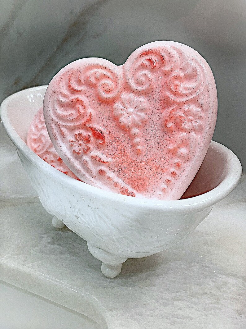 Rose and Lavender Victorian Heart Soaps Handmade Natural soaps Gifts for her Wedding Gifts Mother's day gifts Bridesmaid favors image 1