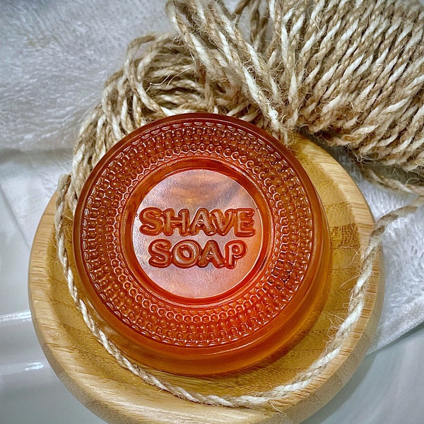 2pc Gift Set | Honey Glycerin Shave Soap on Natural Wood Round Dish| Handmade | All Natural | Sensitive Skin | Father’s Day | Unique Gifts