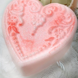 Rose and Lavender Victorian Heart Soaps Handmade Natural soaps Gifts for her Wedding Gifts Mother's day gifts Bridesmaid favors image 3