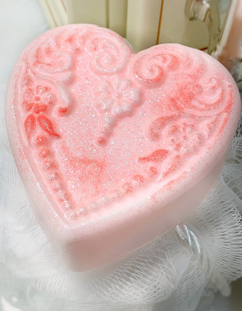 Rose and Lavender Victorian Heart Soaps Handmade Natural soaps Gifts for her Wedding Gifts Mother's day gifts Bridesmaid favors image 3