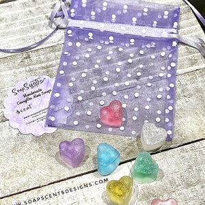 Handmade Carry-On Mini Heart Soaps in Organza Bag Travel Soap Soaps for Camping Soaps to Go Natural Love Sachets Natural soaps image 6