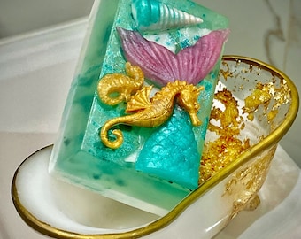 Mermaid Soap Bars | Handmade | Mermaid tails | Under the sea theme decorations | Unique Gifts | Little Mermaid | Sea Life | Children Soaps