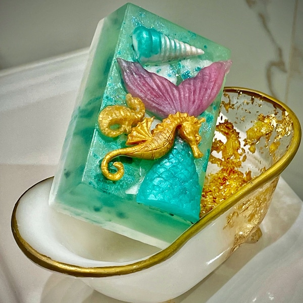 Mermaid Soap Bars | Handmade | Mermaid tails | Under the sea theme decorations | Unique Gifts | Little Mermaid | Sea Life | Children Soaps