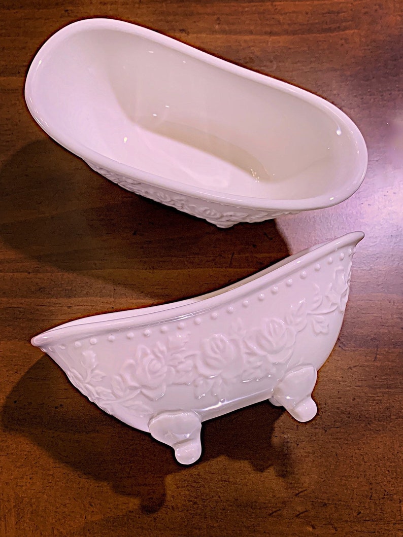 Bathtub shaped ivory porcelain soap dish 61/2 long Etsy