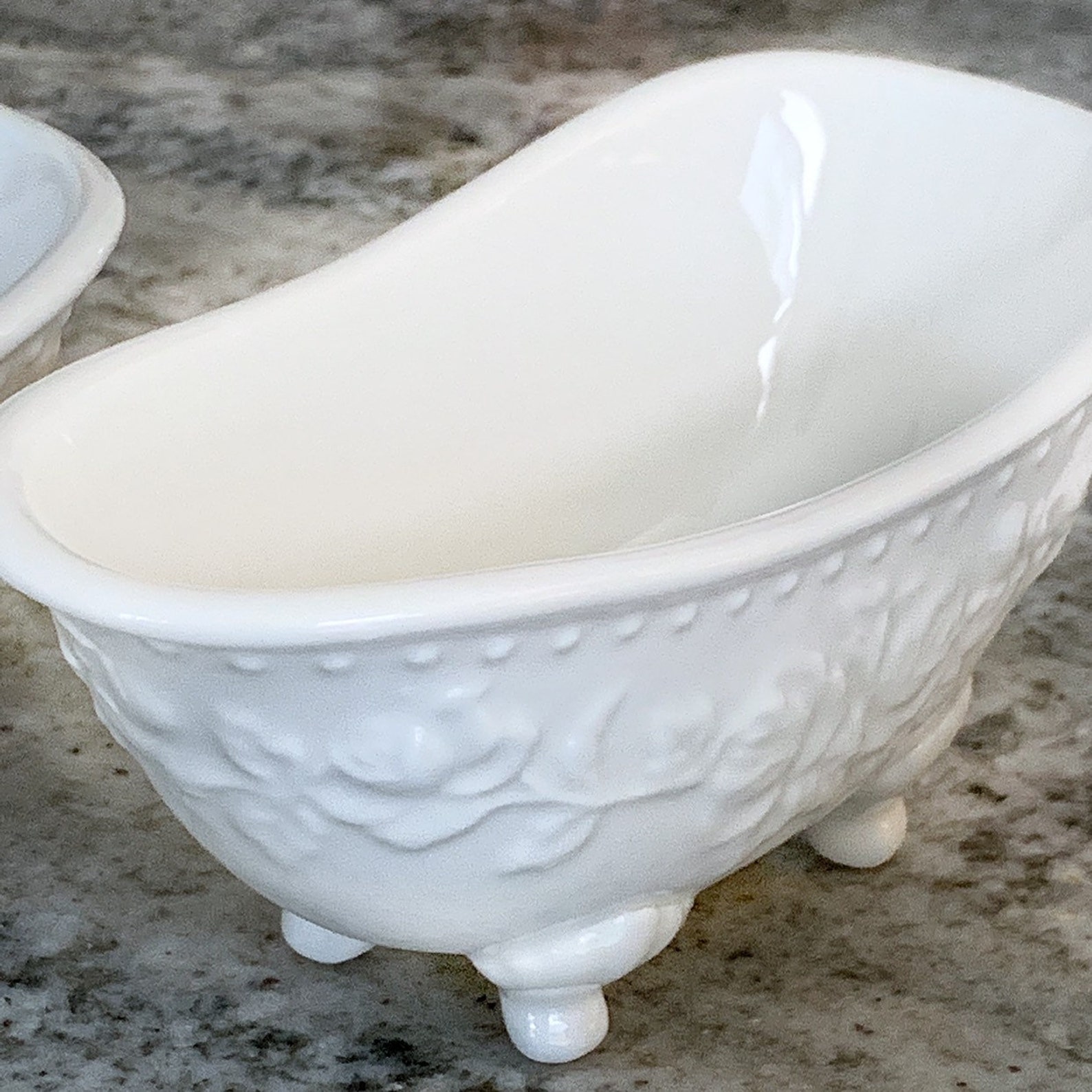 Bathtub shaped ivory porcelain soap dish 61/2 long Etsy