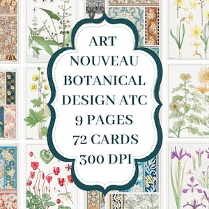 Art Nouveau Botanical Artist Trading Cards | Vintage Plant ATC | Eugene Grasset Scrapbooking paper | Eugene Grasset Scrapbooking supplies