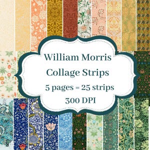 William Morris Collage Strips |William Morris Ephemera | Digital Papers