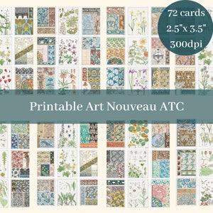 Eugene Grasset | Art Nouveau Botanical Artist Trading Cards | Vintage Plant ATC Printable