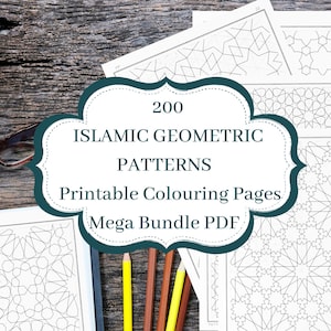 Libro para colorear con patrones islámicos vintage / Libro de patrones geométricos islámicos / Papeles imprimibles con patrones árabes para dibujar / Plantillas de arte islámico