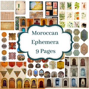 Moroccan Junk Journal Ephemera: Vintage Art, Architecture Printables (PDF Download A4 Size)
