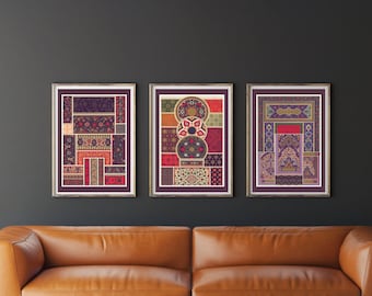 Vintage Islamic Art Set of 3 | Arabic Wall Art | Islamic Geometric Art | Islamic art poster | Digital Download Printable Wall Art