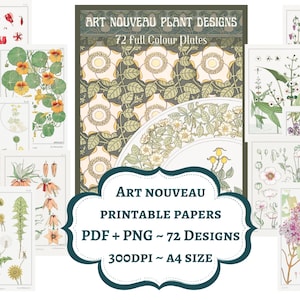 Eugene Grasset Scrapbooking Paper | Eugene Grasset Floral Book Prints | Eugene Grasset Art Nouveau | Eugene Grasset Plants Paper Crafts