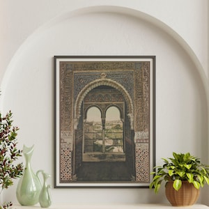 Alhambra Palace Wall Art | Moorish Art Print | Alhambra Wall Decor | Moorish Architecture Poster | Vintage Islamic Architecture Print