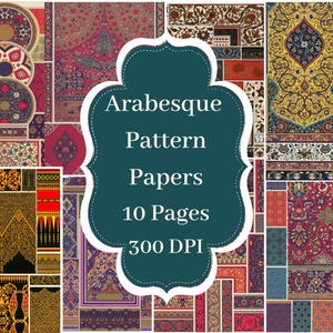 Arabeske Muster Collage Papiere | Islamisches Muster Digitales Papier | Islamische Quran Scrapbooking Collage Sheets | Arabisch Junk Journal Papier