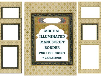 Mughal Border Pattern | Illuminated Borders | Mughal Motif Border | Mughal Art Border Design | Illuminated Manuscript Border