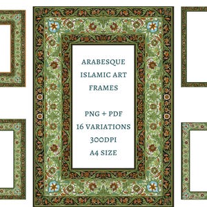 Arabisch bloemenrandontwerp | Mughal-bloemenrand | Afdrukbare randen islamitische kunst | Clipart bloemenrand | Perzische grens | Indiase grens