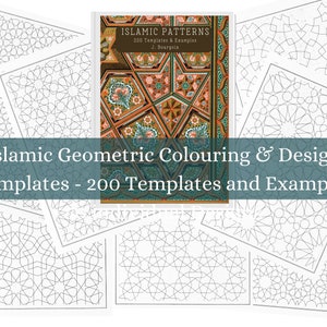 Vintage Islamic Pattern Coloring Book | Geometric Digital Papers Colouring pages