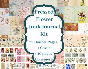 Kit de diario basura con flores prensadas: Efímeras florales (Descarga digital, archivos PDF tamaño A4)