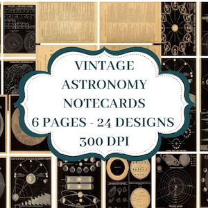 Postales imprimibles de astronomía vintage / Tarjetas imprimibles de temas celestiales vintage