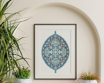 Arabische muurkunstafdruk | Afdrukbare islamitische kunstposters | Vintage islamitische muurkunst | Islamitisch patroon muurkunst | Kunstposter uit het Midden-Oosten