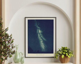 Melkwegkunstafdruk | Melkwegposter | Vintage melkwegkunst aan de muur | Vintage ruimteposter | Vintage nachtelijke hemelposter | Kamerinrichting Astronomie