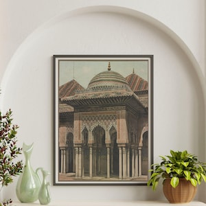 Alhambra Palace Wall Art | Moorish Architecture Poster | Moorish Art Print | Alhambra Wall Decor | Vintage Islamic architecture print