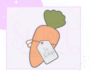 Carrot Cookie Cutter. Carrot With Tag Cookie Cutter. Bunny Cookie Cutter. Easter Carrot. Vegetable Cookie Cutter. Spring Cookie Cutter.