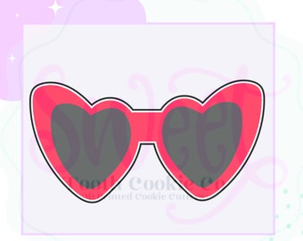 Heart Glasses Cookie Cutter. Heart Sunglasses Cookie Cutter. Retro Glasses Cookie Cutter. Sunglasses 3D Printed Cookie Cutter.