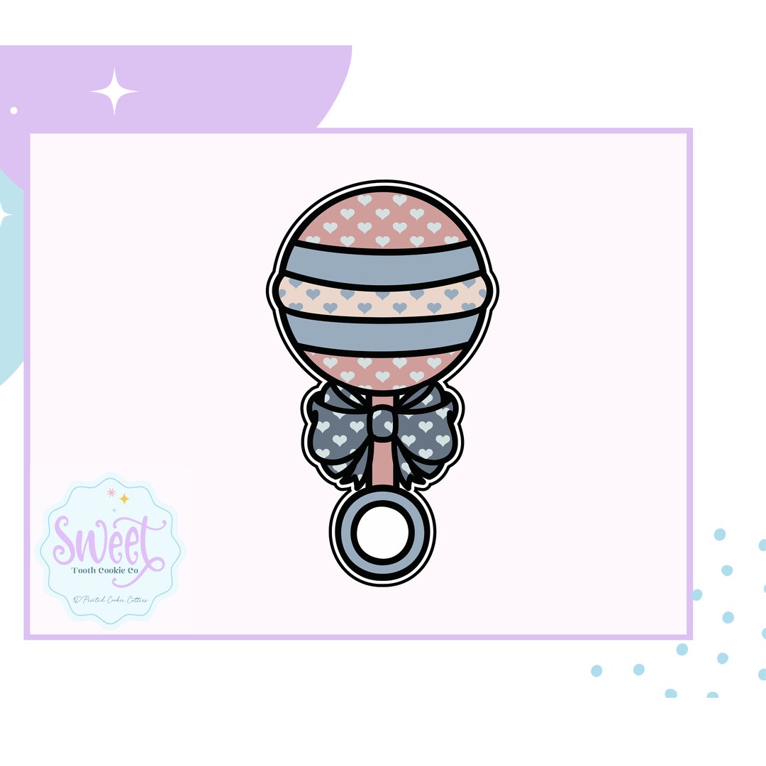 Baby Rattle With Bow Cookie Cutter. Baby Rattle Cookie Cutter. Rattle