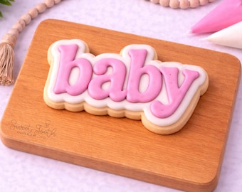 Baby Hand-Lettered Cookie Cutter. Baby Cookie Cutter. Baby Shower Cookie Cutter. Baby Wording Cookie Cutter. Baby Lettered Cookie Cutter