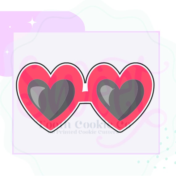 Heart Sunglasses Cookie Cutter. Sunglasses Cookie Cutter. heart Glasses Cookie Cutter. Glasses Cookie Cutter. Summer Cookie Cutter.