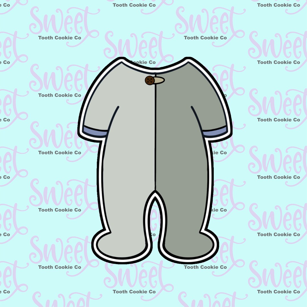 Footie Pajamas Cookie Cutter. Baby Pajamas Cookie Cutter. Fondant