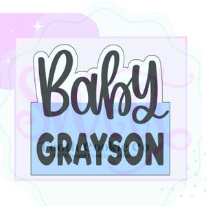 Baby Name Plaque Cookie Cutter. Baby Hand Lettered Cookie Cutter. Gender Reveal Cookie Cutter. Welcome Baby Cookie Cutter.Baby Cookie Cutter