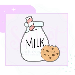 Milk and Cookies Cookie Cutter. Milk Cookie Cutter.  Milk For Santa Cookie Cutter. Milk Jar Cookie Cutter. Santa Cookie Cutter. Clay Cutter.