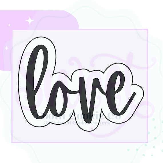 Love Cookie Cutter. Love Text Cookie Cutter. Love Plaque Cookie Cutter. Love Word Cookie Cutter. Hand Lettered Love Cookie Cutter.