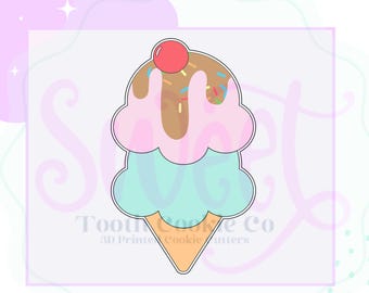 Two Scoop Ice Cream Cone Cookie Cutter. Ice Cream Cone Cookie Cutter. Ice Cream Cookie Cutter. Ice Cream With Cherry Cookie Cutter