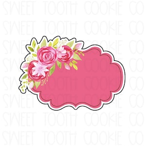 Floral Madison Plaque Cookie Cutter. Floral Plaque Cookie Cutter. Plaque Cookie Cutter. Fondant Cutter. Clay Cutter.